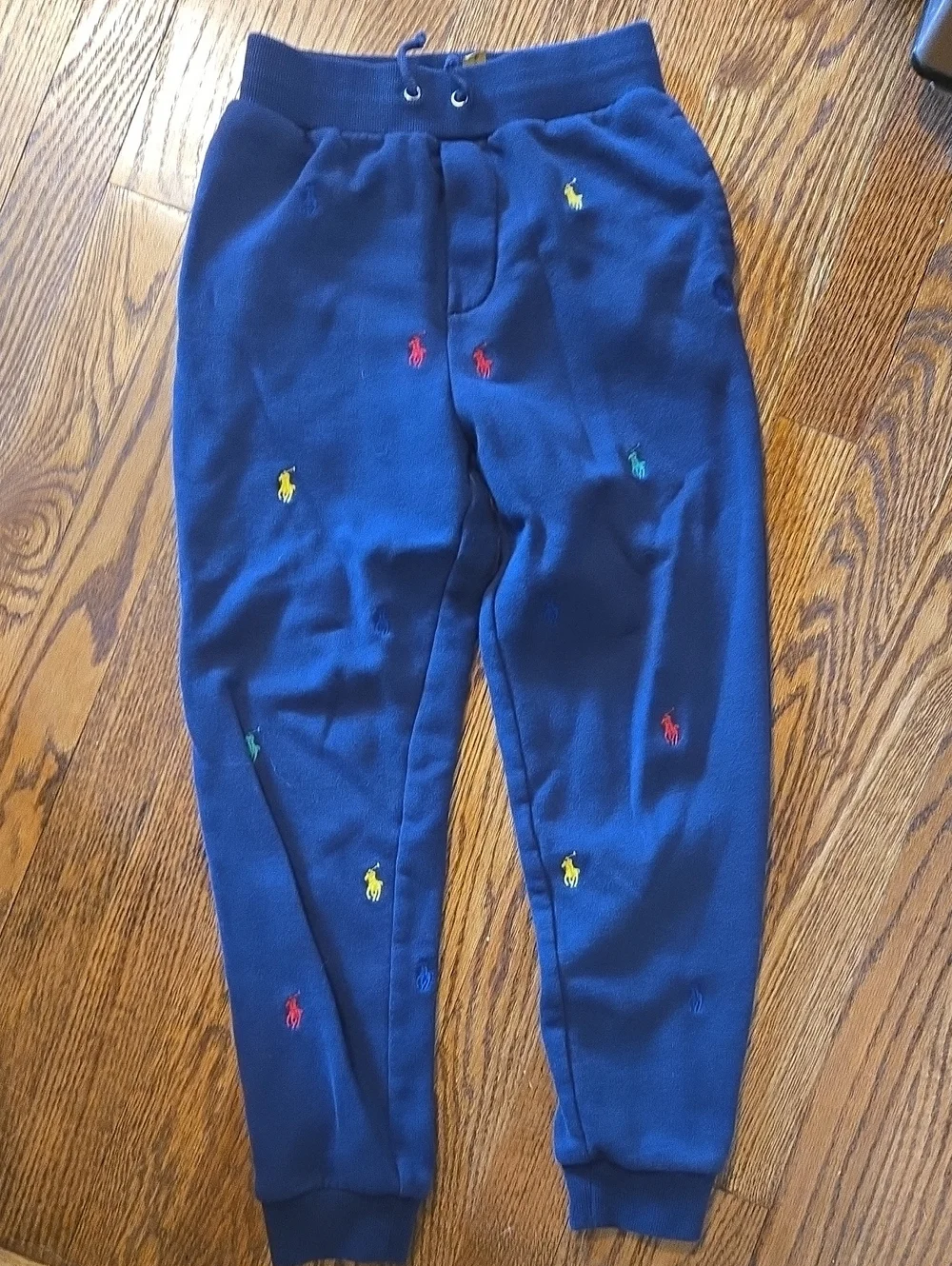 Polo by Ralph Lauren Navy Jogger Sweatpants with Multicolor Pony Embroidery